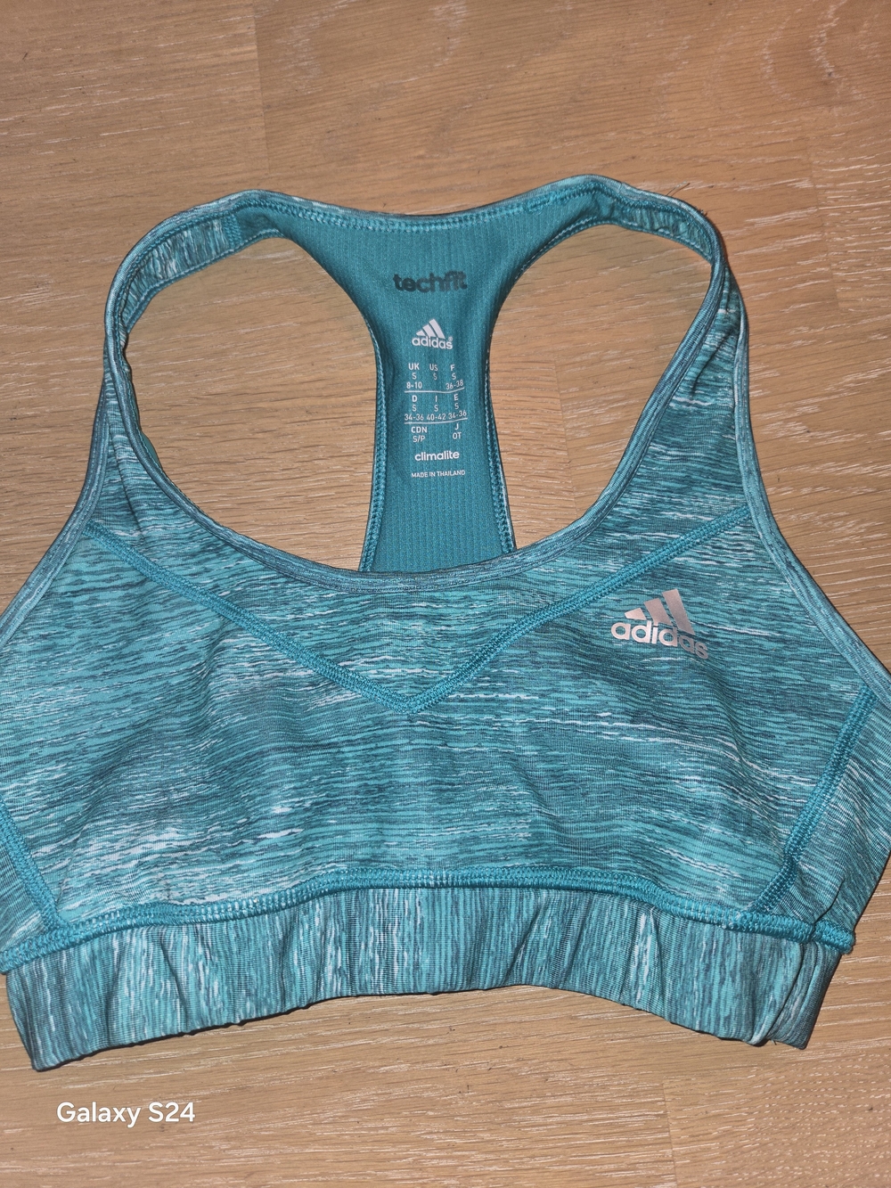 adidas Teal Clumalite Sz S Racerback Sports Bra